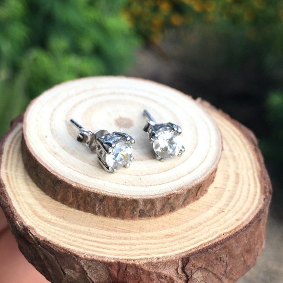 Cambodian Zircon Sterling Silver Earrings Natural Gemstones Studs - Picture 12 of 16